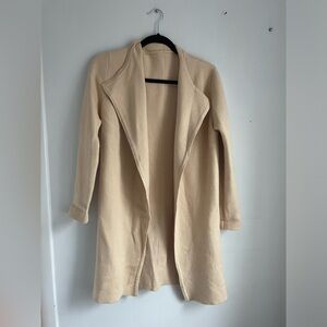 Color Apricot, Long Cardigan Sweater Lapel Knit Trench Coatigan